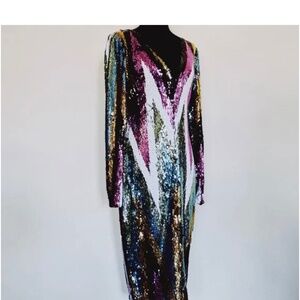 Badgley Mischka Stretch Sequin Chevron Party Dress